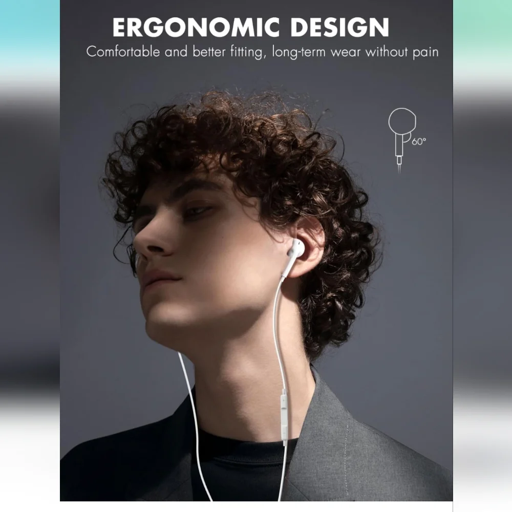 White Wired Earbuds with Microphone
